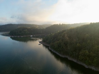 orlik dam in czechia seen from famous zdakovsky bridge