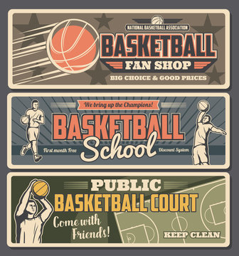 Basketball retro banners fan shop, school or court