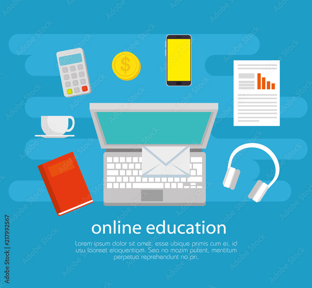 Canvas Prints education on line with laptop