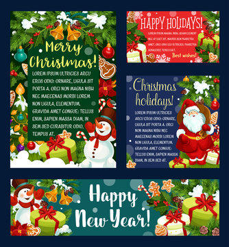 Christmas holidays greeting card, banner template