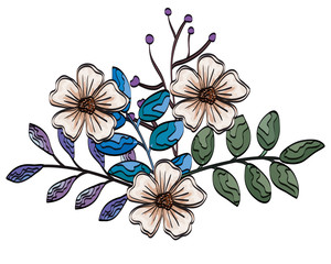 beautiful flowers and leafs decoration