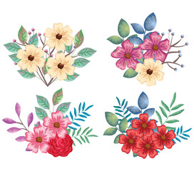 beautiful flowers and leafs decoration