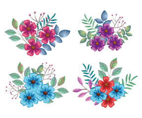 beautiful flowers and leafs decoration