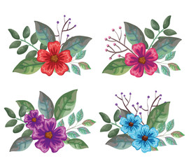 beautiful flowers and leafs decoration