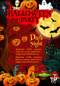 Halloween party poster of october holiday monsters