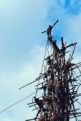 Panngi, Pentecost Island / Vanuatu - MAY 10 2016: Land diving ceremony held by the celebration of yam harvest around the south west shore