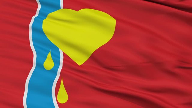 Susuman closeup flag, city of Russia, realistic animation seamless loop - 10 seconds long