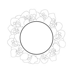 Iris Flower Outline Banner Wreath