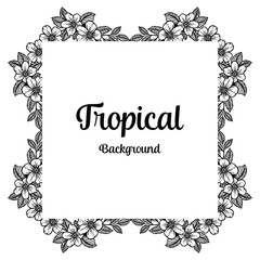 Card of tropical hand draw with flower vector illustration