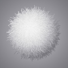 Vector realistic fur pompon isolated on gray background
