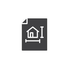 House blueprint vector icon. filled flat sign for mobile concept and web design. Architectural project simple solid icon. Symbol, logo illustration. Pixel perfect vector graphics