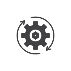Gear and Rotation arrows vector icon. filled flat sign for mobile concept and web design. Update Settings, preferences simple solid icon. Symbol, logo illustration. Pixel perfect vector graphics
