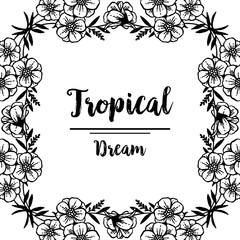 Card of tropical with flower design hand draw vector illustration