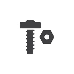 Nut and bolt vector icon. filled flat sign for mobile concept and web design. Screw simple solid icon. Symbol, logo illustration. Pixel perfect vector graphics