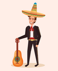 mexican mariachi with guitar character