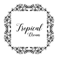Card of tropical with flower design hand draw vector illustration