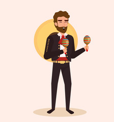mexican mariachi with maracas character