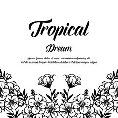 Card of tropical with flower design hand draw vector illustration