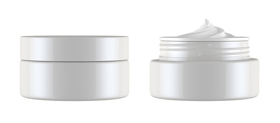 cosmetics jar isolated on white background, 3D rendering - obrazy, fototapety, plakaty