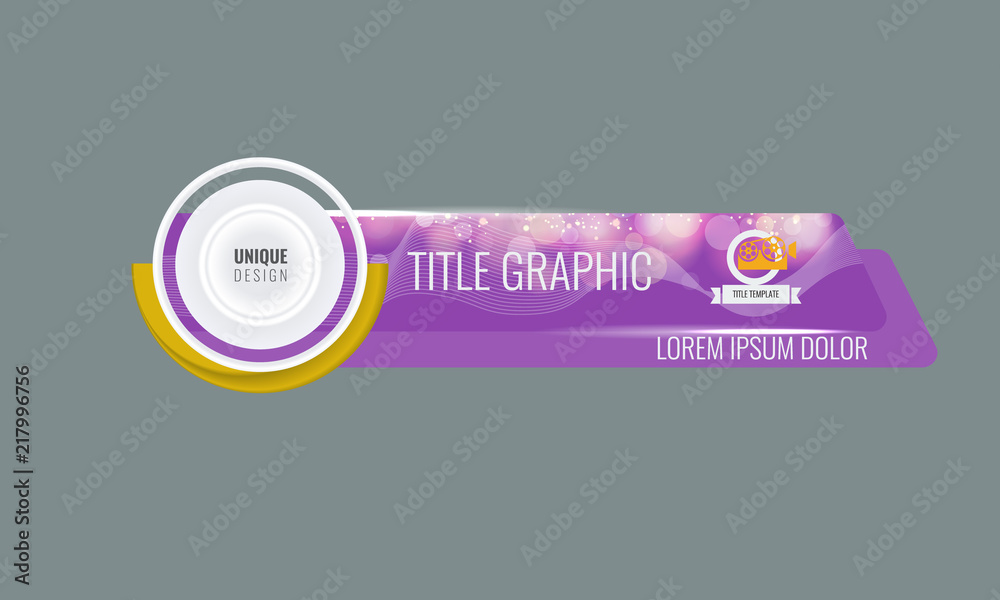 Wall mural video headline title or lower third template with flow and bokeh lights effect. unique banner design