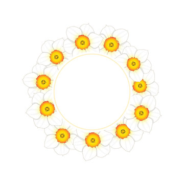 White Daffodil - Narcissus Flower Banner Wreath