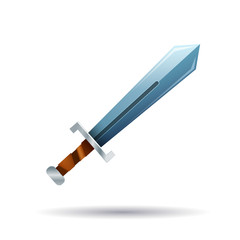 Bright cartoon sword, game icon isolated on white