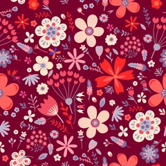 Printed kitchen splashbacks Bordeaux Amazing floral vector seamless pattern of flowers