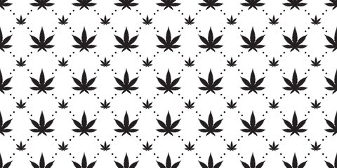 Marijuana seamless pattern Weed vector cannabis leaf tile background polka dot scarf isolated repeat wallpaper