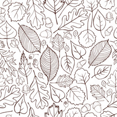 Vector pattern with hand-drawn autumn leaves. Vector  illustration.