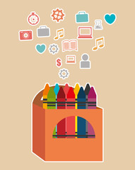 back to school label with colors crayons