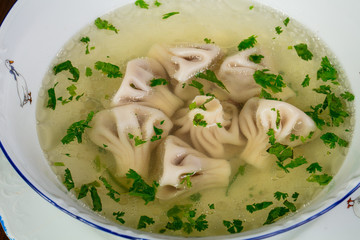 Georgian khinkali soup