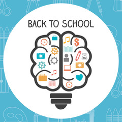 back to school label with brain storming