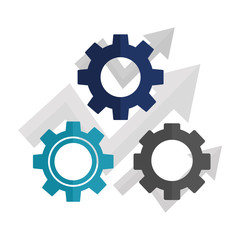 gear machine with arrows up isolated icon