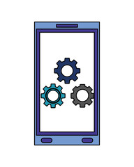smartphone device with gear machine isolated icon