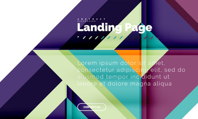 Square shape geometric abstract background, landing page web design template