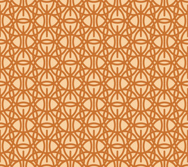 Brown tracery on beige, abstract geometric seamless pattern