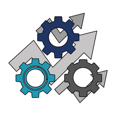 gear machine with arrows up isolated icon