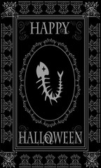 Happy Halloween background ornament with fish bone 