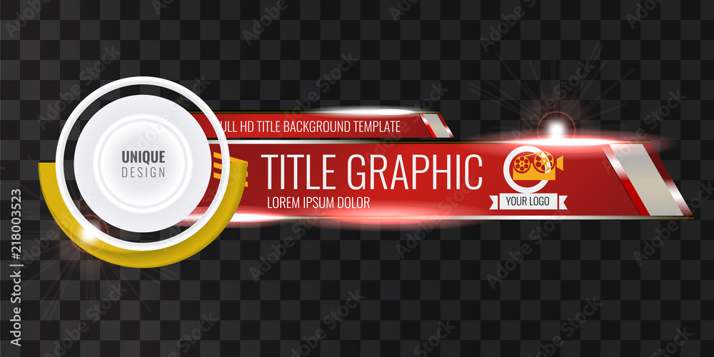 Wall mural video headline title or lower third template with flow and bokeh lights effect. unique banner design