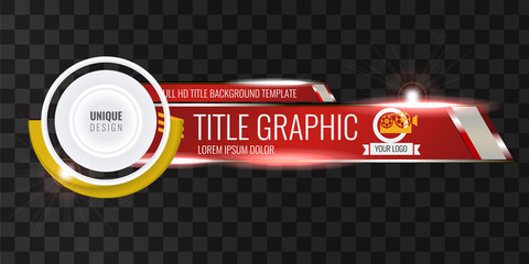 Video headline title or lower third template with flow and bokeh lights effect. Unique banner design for video. Red color.