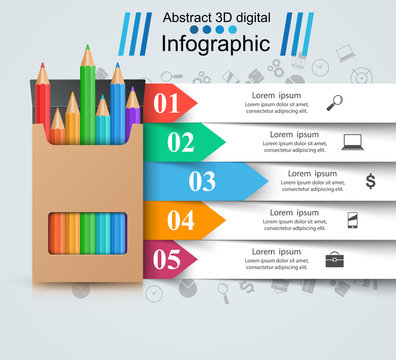 Pencil, Education Icon. Business Infographic Vector Eps 10