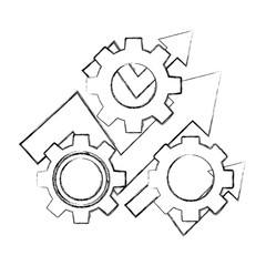 business arrow financial gears progress work hand drawing