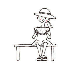 スイカを食べる夏休み