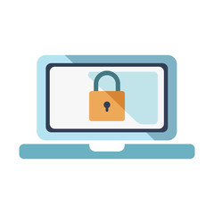 Protected computer flat illustration