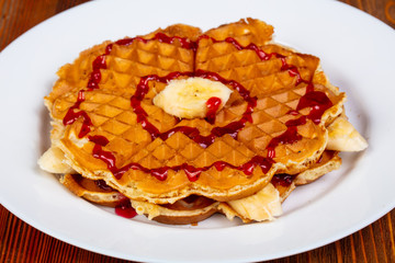 Waffle with banana