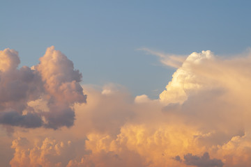 Cumulus clouds in the evening sky