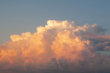 Cumulus clouds in the evening sky