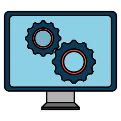 monitor computer with gears