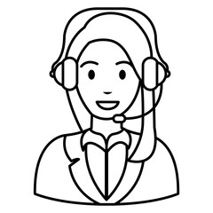 call center woman with headset character