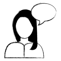 young woman with speech bubble